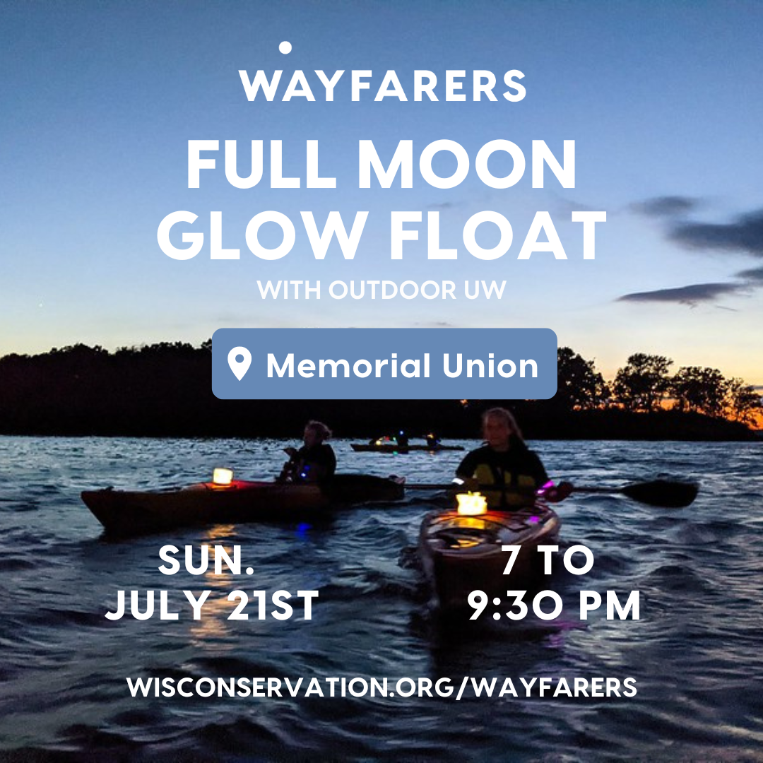 Event graphic with image of two people kayaking on the water at sundown with lanterns in their boats