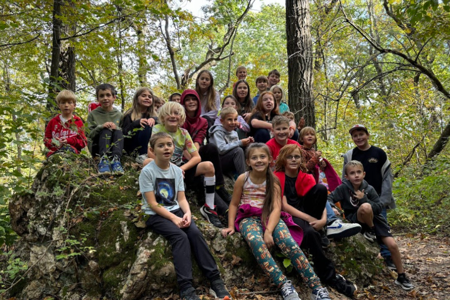 Students while hiking Flint Rock Trail at Blue Mounds State Park to observe rock formations and nature highlights, a 2024 conservation highlight